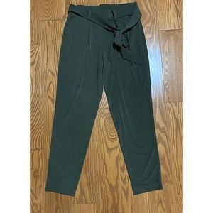Green pants with belt